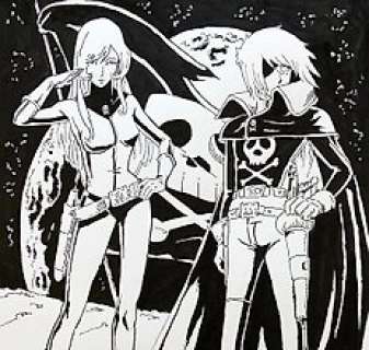 Luciano Bernasconi - Capitan Harlock - illustrazione originale di Lube - firmata - Page volante