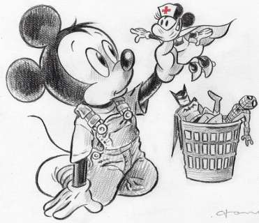 Tony Fernandez, Disney Artist | Child Mickey Inspired by BANKSY’s Superhero Health Workers Tribute - Original Drawing - Tony Fernandez - Pencil Art | Catawiki