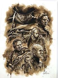 Juapi Coffee Artist - Original Coffee Painting - SLASHERS 80" (2021)