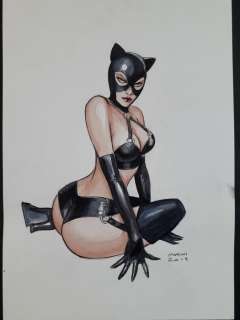 Enrico Marini | Enrico Marini - Illustrazione Originale "Catwoman" - Firmata e Datata - Page volante - Exemplaire unique - (2019) | Catawiki