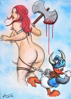 A. Silvrants | Alvin - "Red Sonja and Donald Duck" - 50x70cm - (2021) | Catawiki