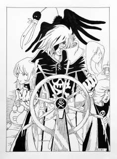 Luciano Bernasconi | Capitan Harlock - illustrazione originale di Lube - firmata - Page volante | Catawiki