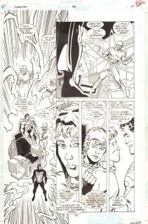 Dan Jurgens, Mike Manley - superman #95 p. 19 - superman, orion, lightray, highfather, and atom - 1994 signed