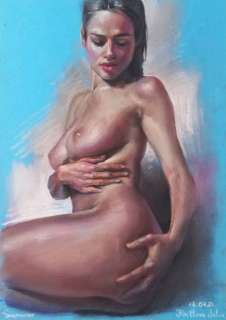 Julia Kirillova | Pin Up - Kirillova - Original Artwork "Nude Girl" Signed - Page volante - Exemplaire unique - (2021) | Catawiki