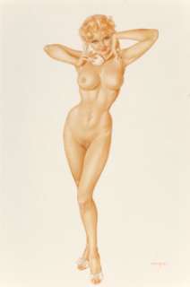 Alberto Vargas (American, 1896-1982)
 Nude with Phone (Jeanne Dean), 1946
 Watercolor, pastel, and pencil on board
 29.5...