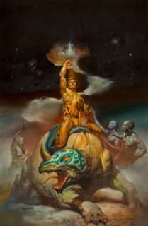 Boris Vallejo (American, b. 1941)
 Mysterious Rider, The New St. Marks Baths advertisement, 1978
 Oil on board
 31.5 x 2...