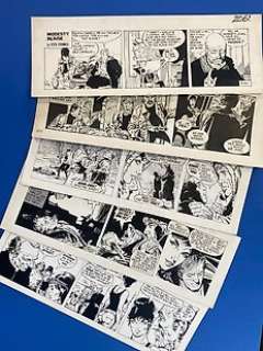 Holdaway, Jim / Burns, John / Wright, Patrick / Colvin, Neville / Romero, Enric Badia - Holdaway, Jim / Burns, John / Wright, Patrick / Colvin, Neville / Romero, Enric Badia - 5x Original strip - The 5 Faces of Modesty Blaise - (1970/1988)