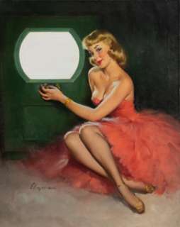 Gil Elvgren (American, 1914-1980)
 Good Looking, 1950
 Oil on canvas
 30 x 24 inches (76.2 x 61.0 cm)
 Signed lower left... | Heritage