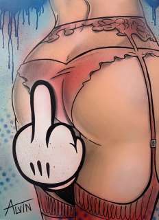 Alvin Silvrants | Mickey Sexy Butt F You! - Original drawing in colour by Alvin Silvrants | Catawiki