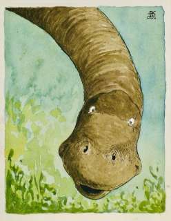 Dulieu, Jean | Dulieu, Jean - Originele aquarel - "Kareltje de dinosaurus" uit Paulus de Boskabouter - (1963) | Catawiki