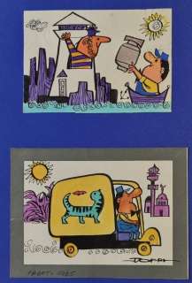 Sergio Toppi | I Caroselli Agip Gas - di Sergio Toppi- nr 2 tavole di caroselli anni 60 -inedite - - Page volante - Exemplaire unique - (1965) | Catawiki