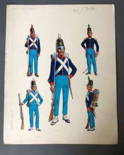 Funcken, Fred | Funcken, Fred - Dessin original couleur - L’Uniforme & armes des soldats du 1er Empire - Infanterie Espagnole - (1969) | Catawiki