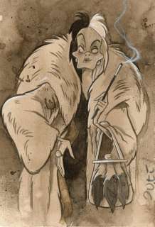 Guti, Coffee Artist | Cruella De Vil [101 Dalmatians] - Original Coffee Painting - Guti Signed - Original Coffee Art | Catawiki