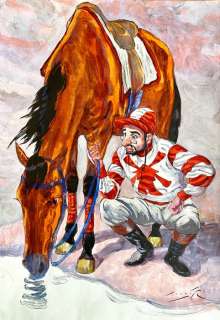 Smudja, Gradimir | Smudja, Gradimir - Dessin original couleur - Jockey | Catawiki