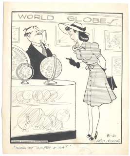 Neher - "SHOW ME WHERE I AM?" (8/21/unknown) Original Gag Panel NO RESERVE!