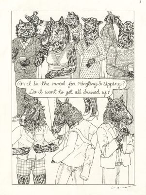 Lisa Hanawalt | Saturday Night - page 3 - Encre de Chine sur papier | Huberty Breyne Gallery