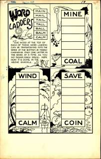 Carlson - WORD LADDERS, PUZZLE FUN, Pg.17, Original Comic Book Art NO RESERVE! | Russ Cochran