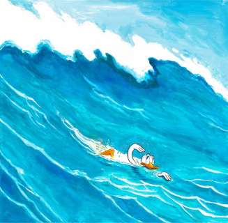 Tony Fernandez, Disney Artist | Donald Duck in The Big Wave - Giclée Signed By Tony Fernandez - Canvas - 43 x 43 cm - EO | Catawiki
