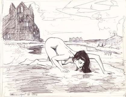 John Bolton | Whitby Vamp - Prelim for Whitby Vamp Pen on paper Art measures 35 x 27cm | John Bolton