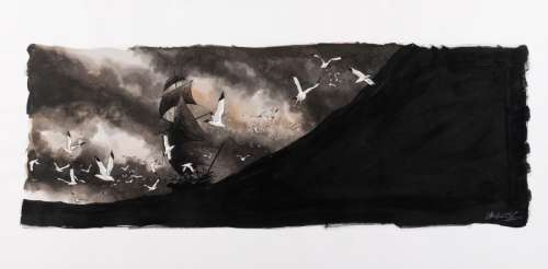 Christophe Chabouté - Terre Neuvas  Encre de Chine et de couleurs pour cette