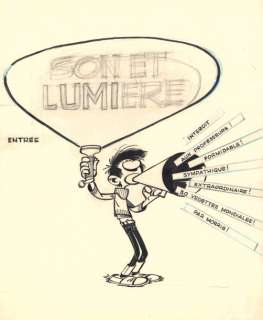 André Franquin | Gaston - Son et lumière  Encre de Chine et crayon pour le | Millon