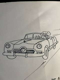 Henk Kuijpers | Franka - Originele tekening - Franka en Bars in Cadillac - Page volante - (1986) | Catawiki