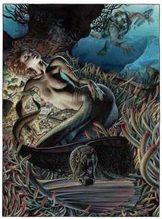 Patrizio Evangelisti | Mermaid Stories - P. Evangelisti - illustrazione originale "Sorella Dormiente - Sleeping Sister" - Page volante - Exemplaire unique | Catawiki