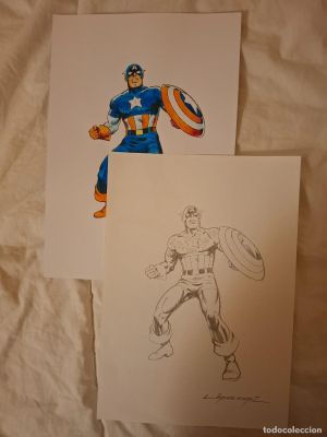 Lapiz y coloreado original ,Capitan America por Lopez Espi | todocoleccion (Buy It Now)