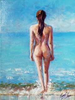 Grace Eun Jung | Grace Eun Jung - Original drawing - Woman bathing in the Sea - Size: 23 x 30,5 cm. | Catawiki