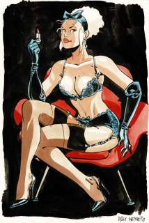 Félix Meynet | Mirabelle, dessin original à l’encre de chine et à l’aquarelle réalisé pour un ex-libris. On joint l’ex-libris. | Septimus