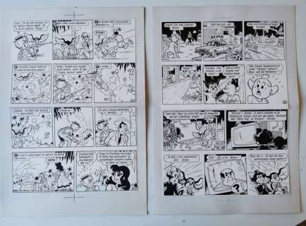 Studio Vandersteen - Peter Koeken | Studio Vandersteen / Peter Koeken - 2 originele pagina’s (p.9) + (p.34) Tits 27 - Het rijk van Patta Poef - (1985) | Catawiki