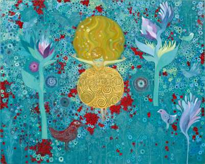 David Sala - Peinture intitulée Banshee dans l‘herbe bleue - La Colère de Banshee