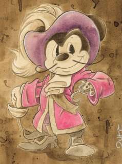 Guti, Coffee Artist | Mickey Mouse as Captain Hook [Peter Pan] - Original Coffee Artwork - Guti Signed (Front and back) - Original Panting - Coffee Artist | Catawiki