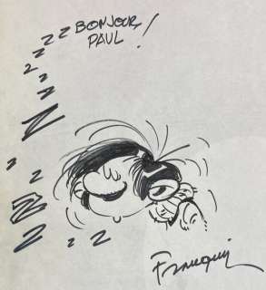 Franquin | Gaston - Dédicace Franquin dans: Gaston N° 9 "Le cas Lagaffe" - EO - (1971) | Catawiki