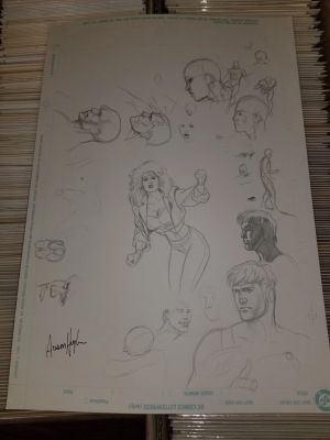 Adam Hughes Sketch Page Multiple Images on Standard Size DC Original Art Paper One Of A Kind! | East Bay Comics