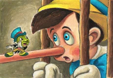Joan Vizcarra | Pinocchio & Jiminy Cricket (1940) - Original Painting - Joan Vizcarra Signed - Original Artwork - Acrylic Art | Catawiki