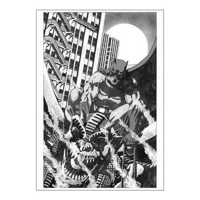 Sedat Oezgen Original Art - 14.5 x 22 - Batman Gargoyle Fog | imCollectible Art