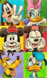 Joan Vizcarra | Disney Family! : Mickey, Minnie; Donald, Daisy, Goofy & Pluto - Warhol Tribute - Original Painting - Joan Vizcarra Signed - Original Artwork - Acrylic Art | Catawiki