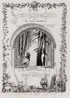 Bernie Wrightson signed original Frankenstein frontispiece later in The Lost Frankenstein Pages. | Profiles in History