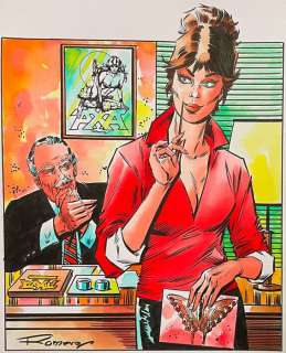Romero, Enrique Badia | Romero, Enrique Badia - Originele tekening in kleur - Cover - Comics Revue presents... Modesty Blaise - (2016) | Catawiki