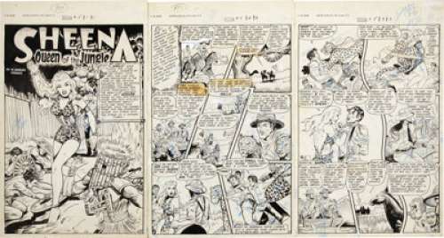 Robert Webb Sheena, Queen of the Jungle #5 Complete 11-page story Original Art (Fiction House, 1942). -