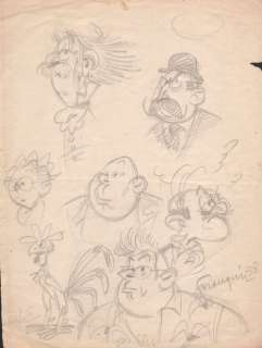 Franquin | Ensemble de 7 illustrations Ã  la mine de plomb re… | Millon