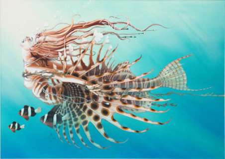 Chris Achilleos Exotic Mermaid Painting Original Art (1976-88). Heavy Metal cover artist Chris Achilleos -