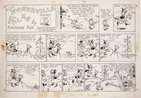 Fontaine Fox Toonerville Folks Sunday Comic Strip Original Art dated 3-23-52 (McNaught Syndicate, 1952). Eddie -