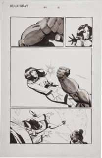 Tim Sale Hulk Gray #4 page 18 Original Art (Marvel, 2004). Betty Ross is floored by a glancing tap from the -