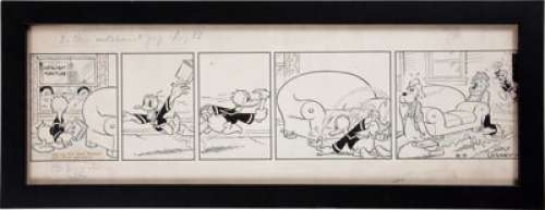 Al Taliaferro Donald Duck Daily Comic Strip Original Art dated 5-5-38 (Walt Disney Enterprises, 1938). Feast your - | Heritage
