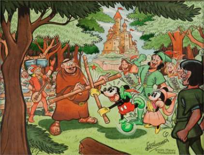 Floyd Gottfredson Mickey Mouse Adventures with Robin Hood Painting Original Art (1980). Floyd Gottfredson is -