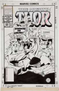M. C. Wyman and Mike DeCarlo Thor #472 Cover Original Art (Marvel, 1994). The Godlings, Luminor, Loga, and -
