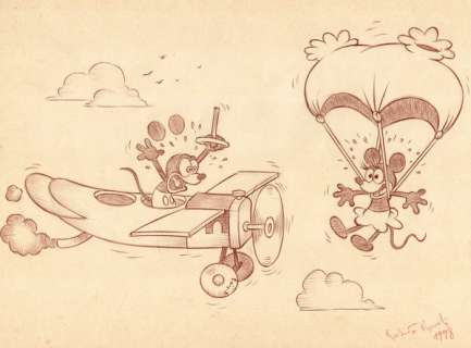 Roberto Ronchi | Mickey Mouse, Minnie Mouse - "Plane Crazy Crash" - Sketch drawn for the 70th of "Plane Crazy" - (1998) | Catawiki