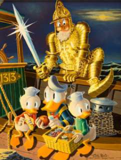 Carl Barks Menace From the Grotto Painting Original Art (1975). Carl Barks based his 110th Disney oil painting - | Heritage